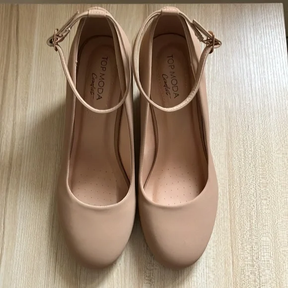 Top moda Mary Jane ankle strap shoes 9 round toe chunky heels pump - Picture 2 of 4